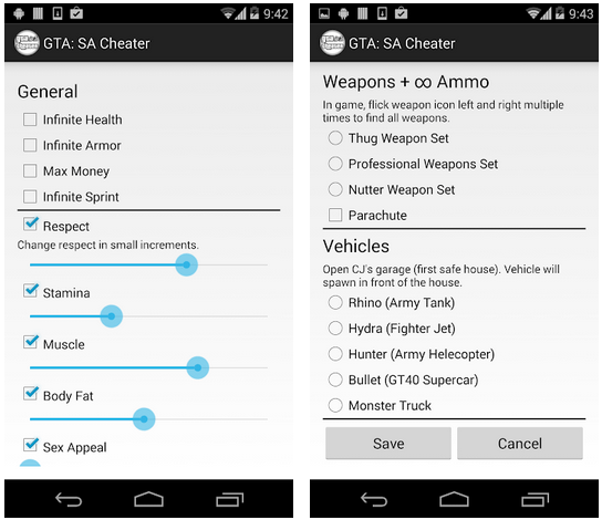 How to use JCheater in GTA San Andreas on Android
